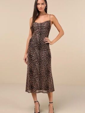 Lulu's Leopard Print Midi Dress